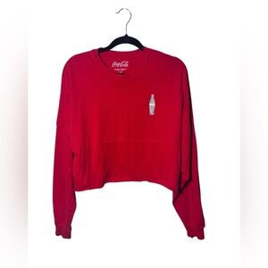 Coca Cola Spirit‎ Cropped Long Sleeve Jersey Silver Glitter Preppy Fall Football